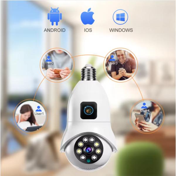 2K Resolution 3MP+3MP New Dual Lens Bulb IP Camera