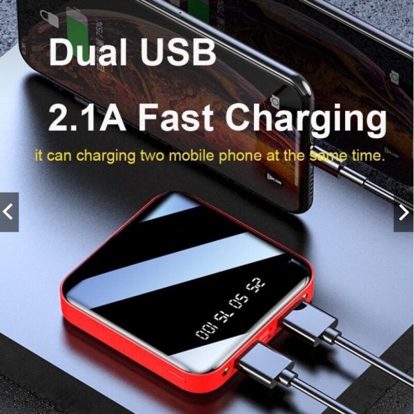 Mini 10000mAh Portable Charger LED Display 2.1A Fast Charging Power Bank