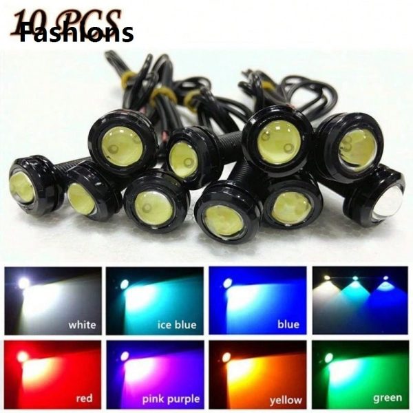 Fashions 10 Pcs /pacote 18 MM Car Eagle Eye DRL Led Daytime Running Lights LED 12V Backup Invertendo Estacionamento Turn Signal Automovei