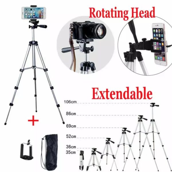 Tiktok Facebook Youtube Video Making Tripod 3110 / 3120 Camera Stand With Phone Holder Clip - Tripod - Tripod For Mobile